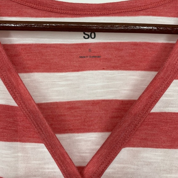 SO Burnout Pink & White Striped Shirt Button Up Tie Front New Size Small - Picture 7 of 15